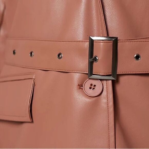 Attitudes by Renee Faux Leather Trench Coat - Picture 3 of 5